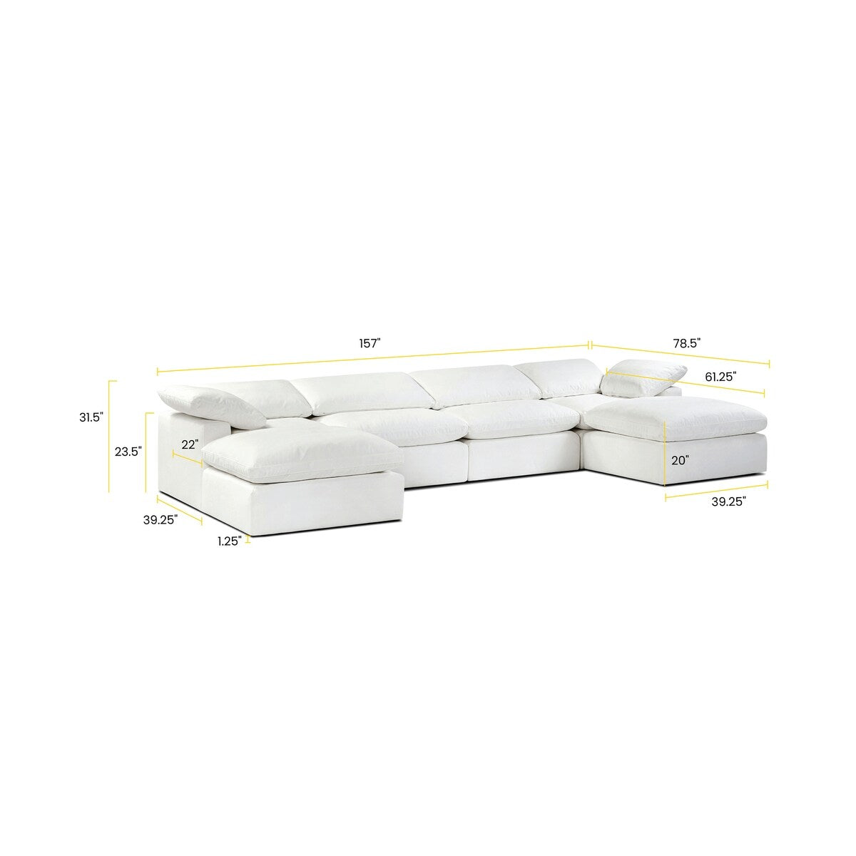 Poly and Bark 6-Seat Aspen Modular U-Sectional