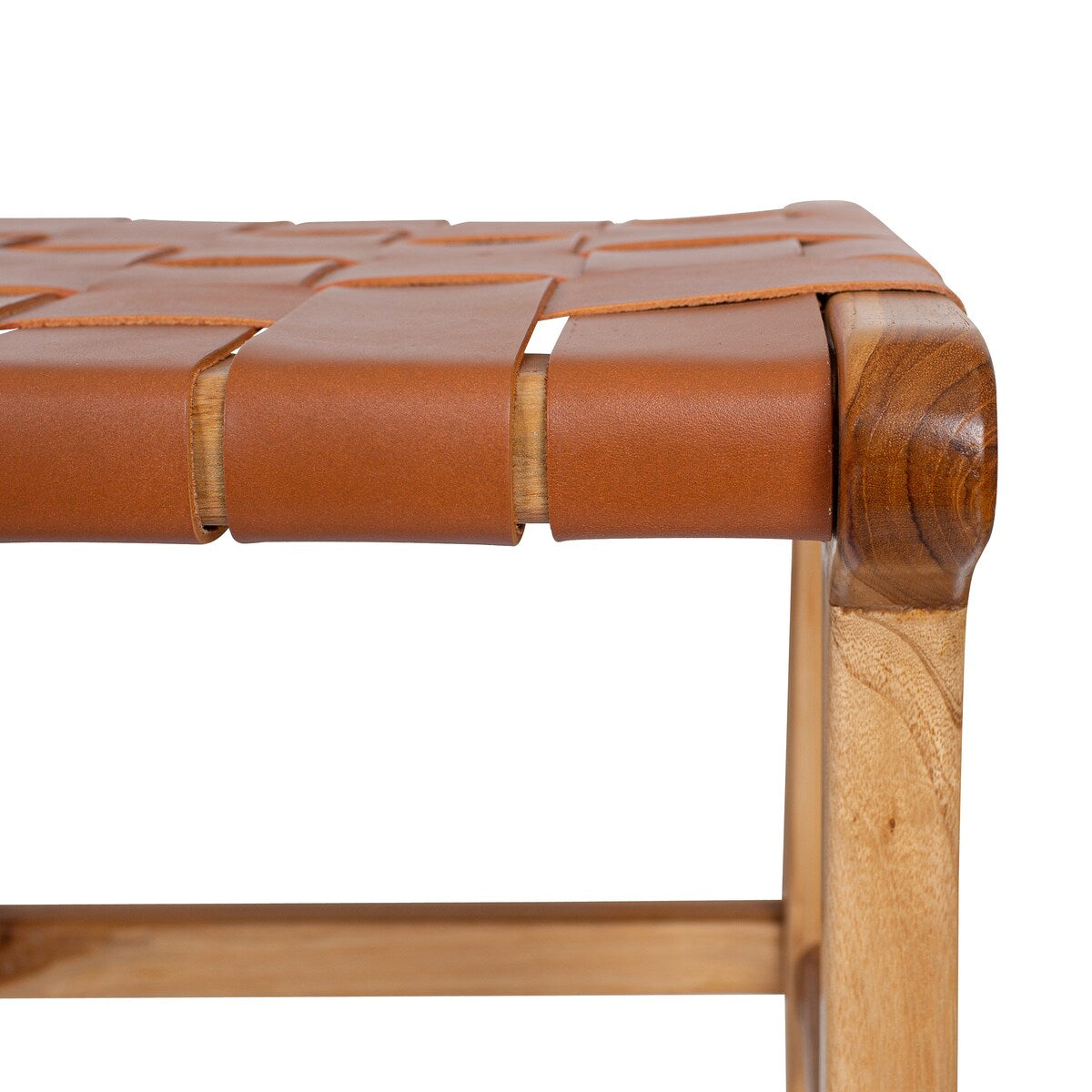 Poly and Bark Banda Teak Leather Bench Overstock