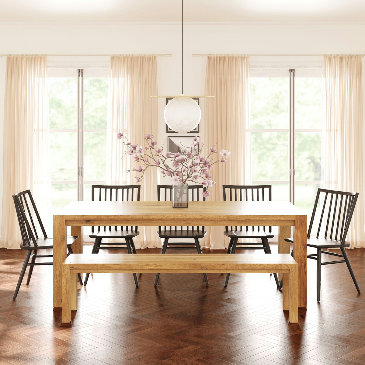 Poly and Bark Festa Extension Solid Oak Wood Dining Table