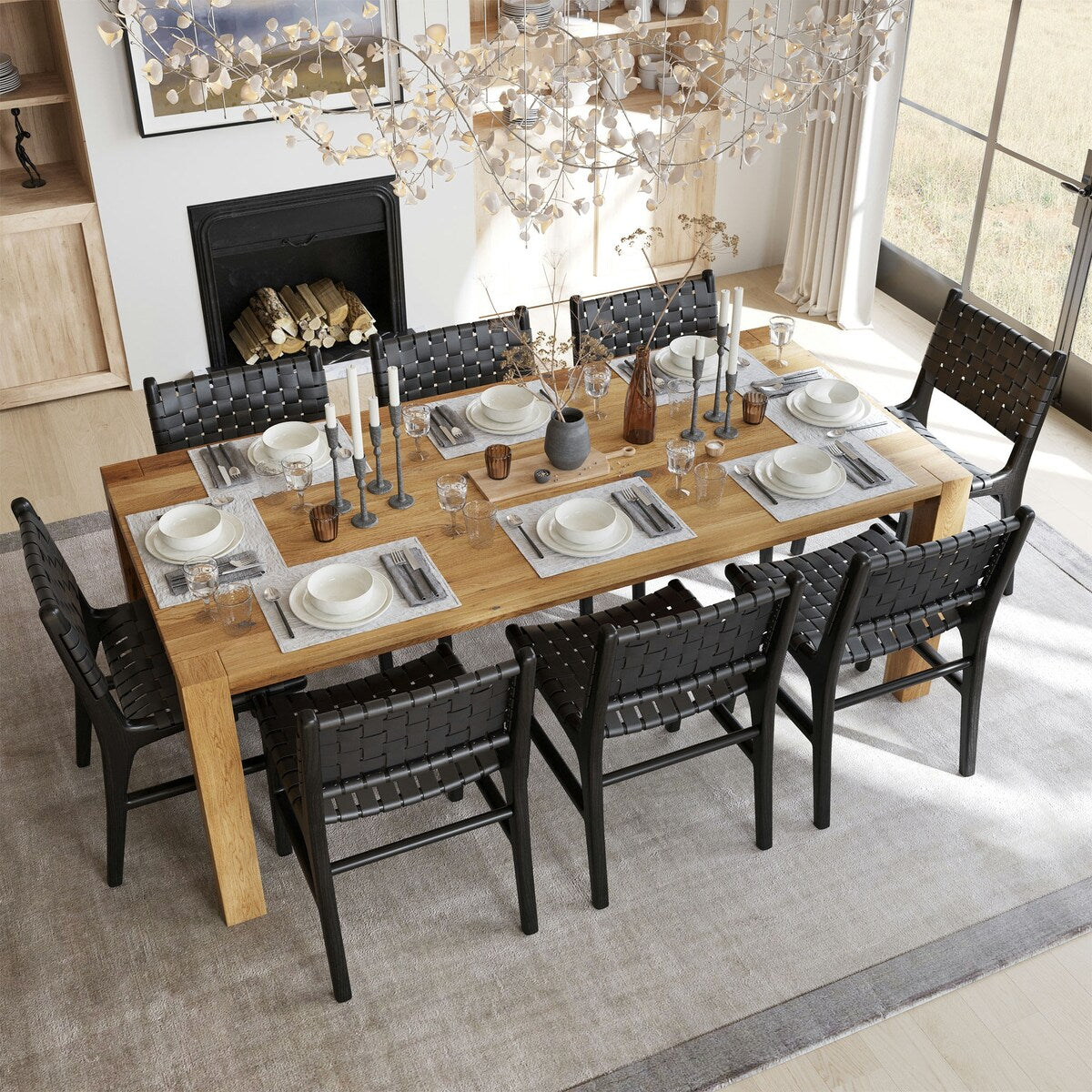 Poly and Bark Festa Extension Solid Oak Wood Dining Table