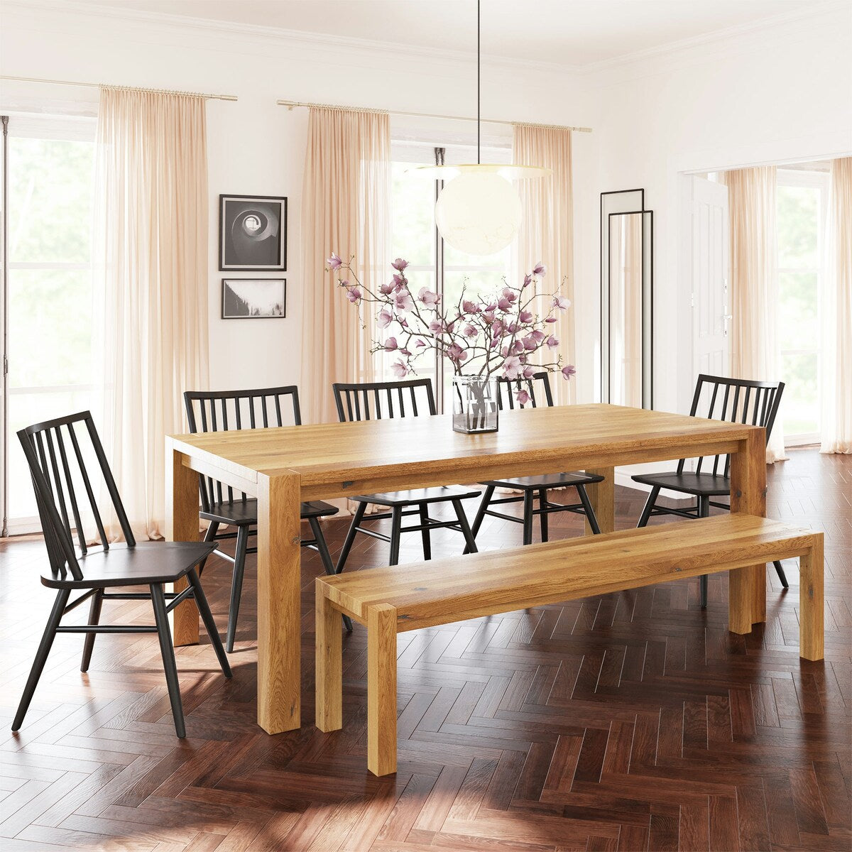 Poly and Bark Festa Extension Solid Oak Wood Dining Table
