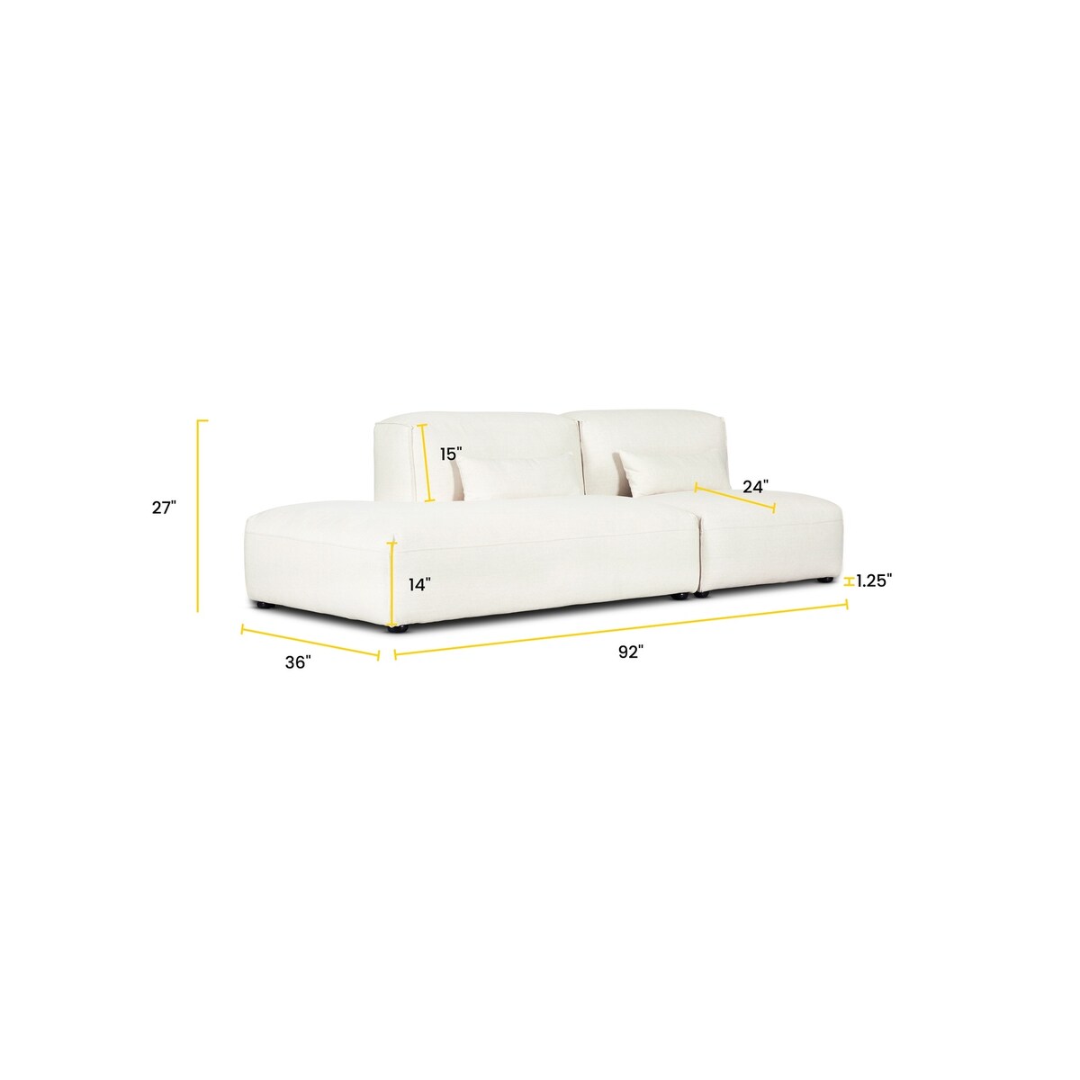 Poly and Bark Infina Left Armless Modular 2 Piece Sofa