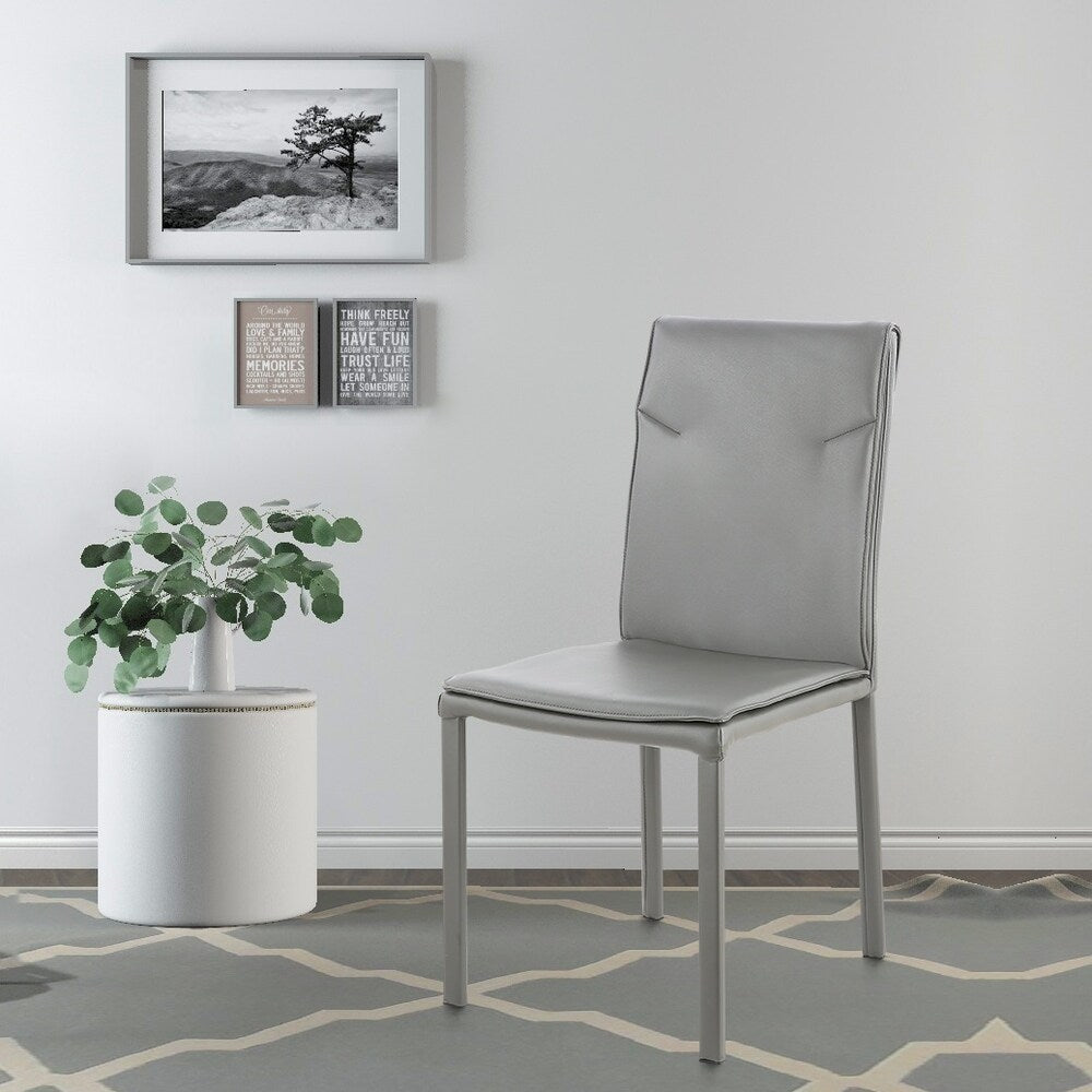 EdgeMod Maxwell Vegan Leather Chair in Grey (Set of 2)