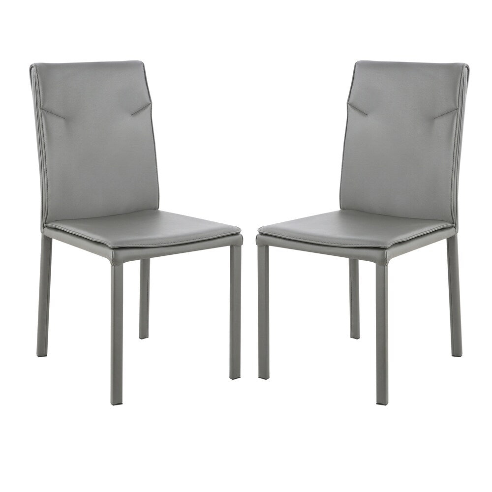 EdgeMod Maxwell Vegan Leather Chair in Grey (Set of 2)