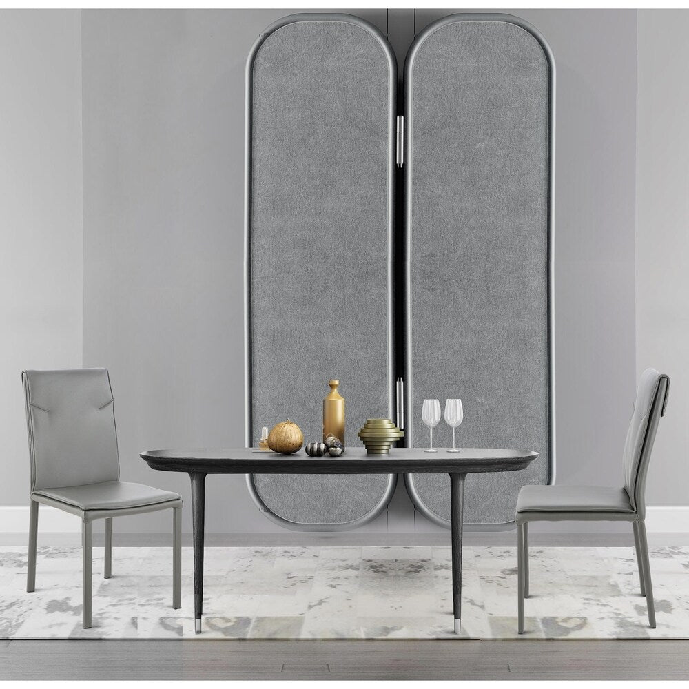 EdgeMod Maxwell Vegan Leather Chair in Grey (Set of 2)