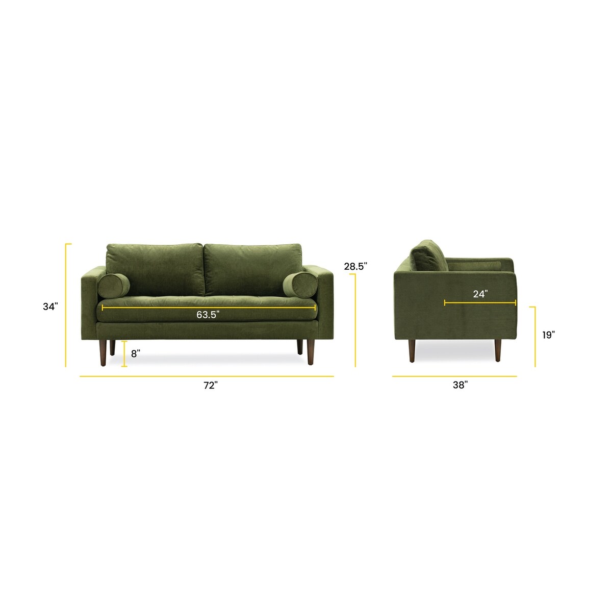 Poly & Bark Napa 72" Velvet Fabric Apartment Sofa