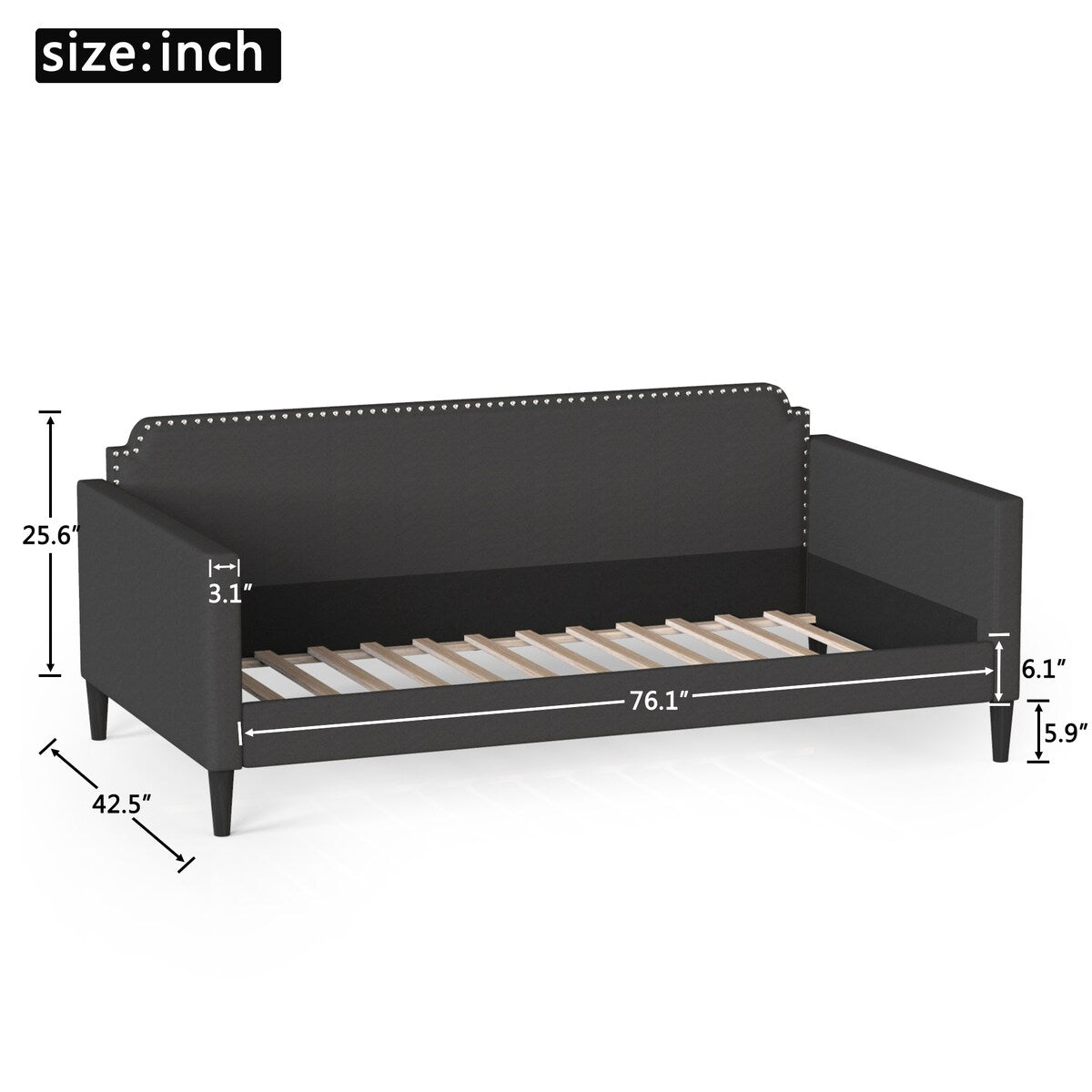 Polyester twin daybed, Gray