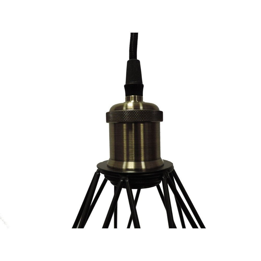 Polygon Diamond Shaped Wire Pendant Light, Black
