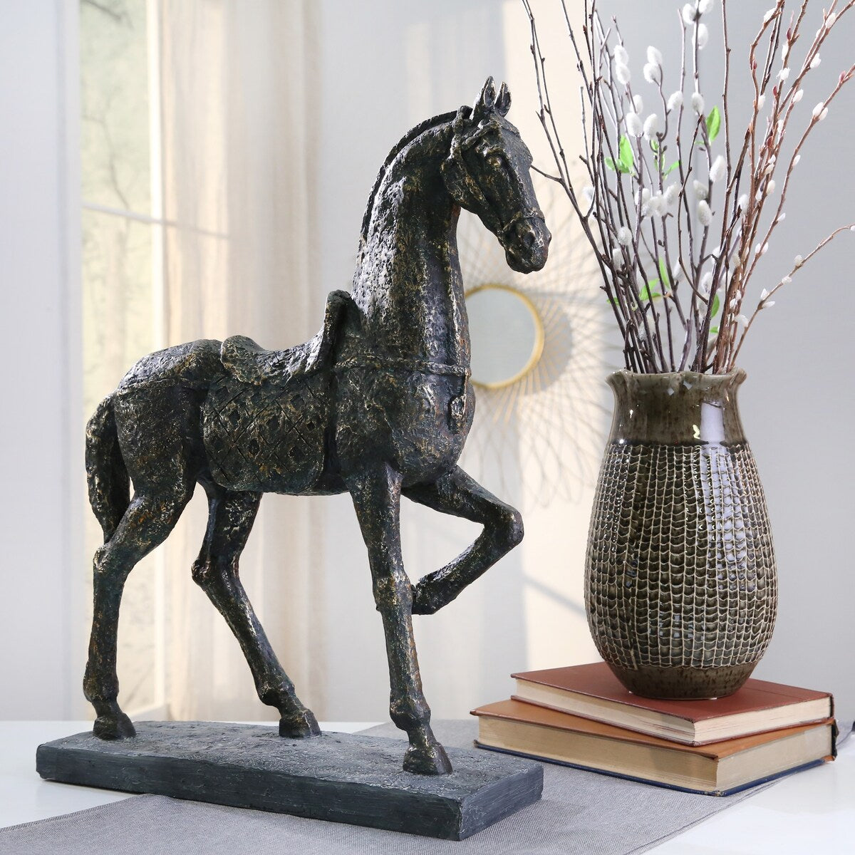 Polyresin 18.5" Horse, Bronze 18.5"H - 16.0" x 4.5" x 18.5"