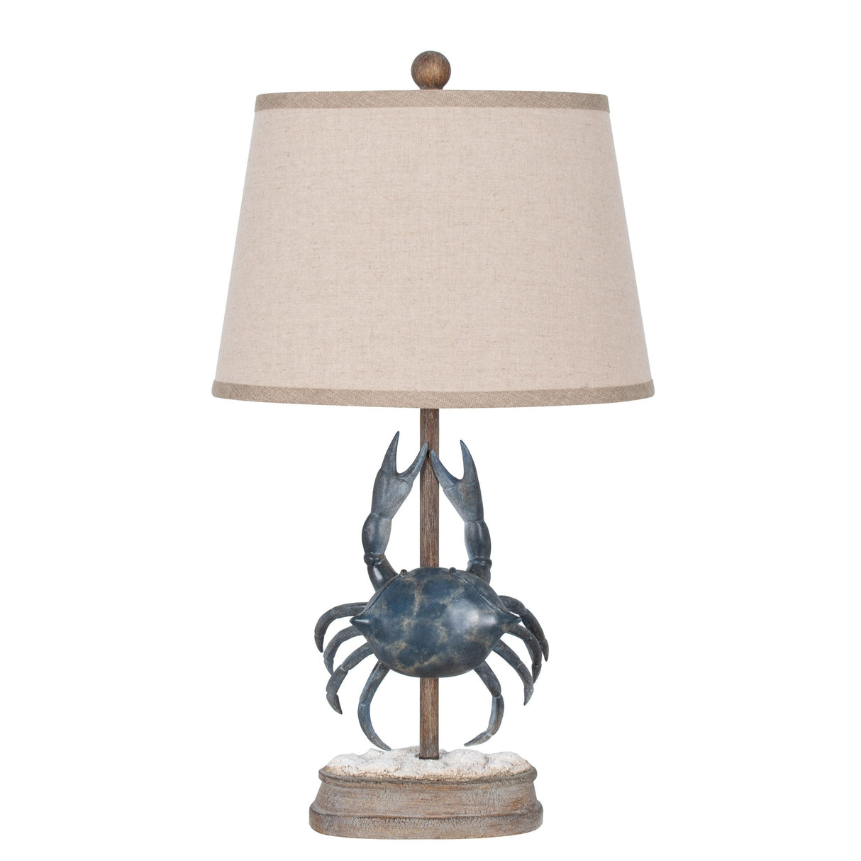 Polyresin 25" Table Lamp with Linen Shade, Blue & Brown