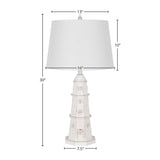 Polyresin 30" Table Lamp with Linen Shade, Antique White