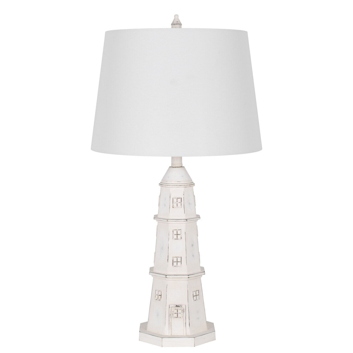 Polyresin 30" Table Lamp with Linen Shade, Antique White