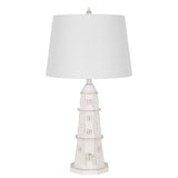 Polyresin 30" Table Lamp with Linen Shade, Antique White