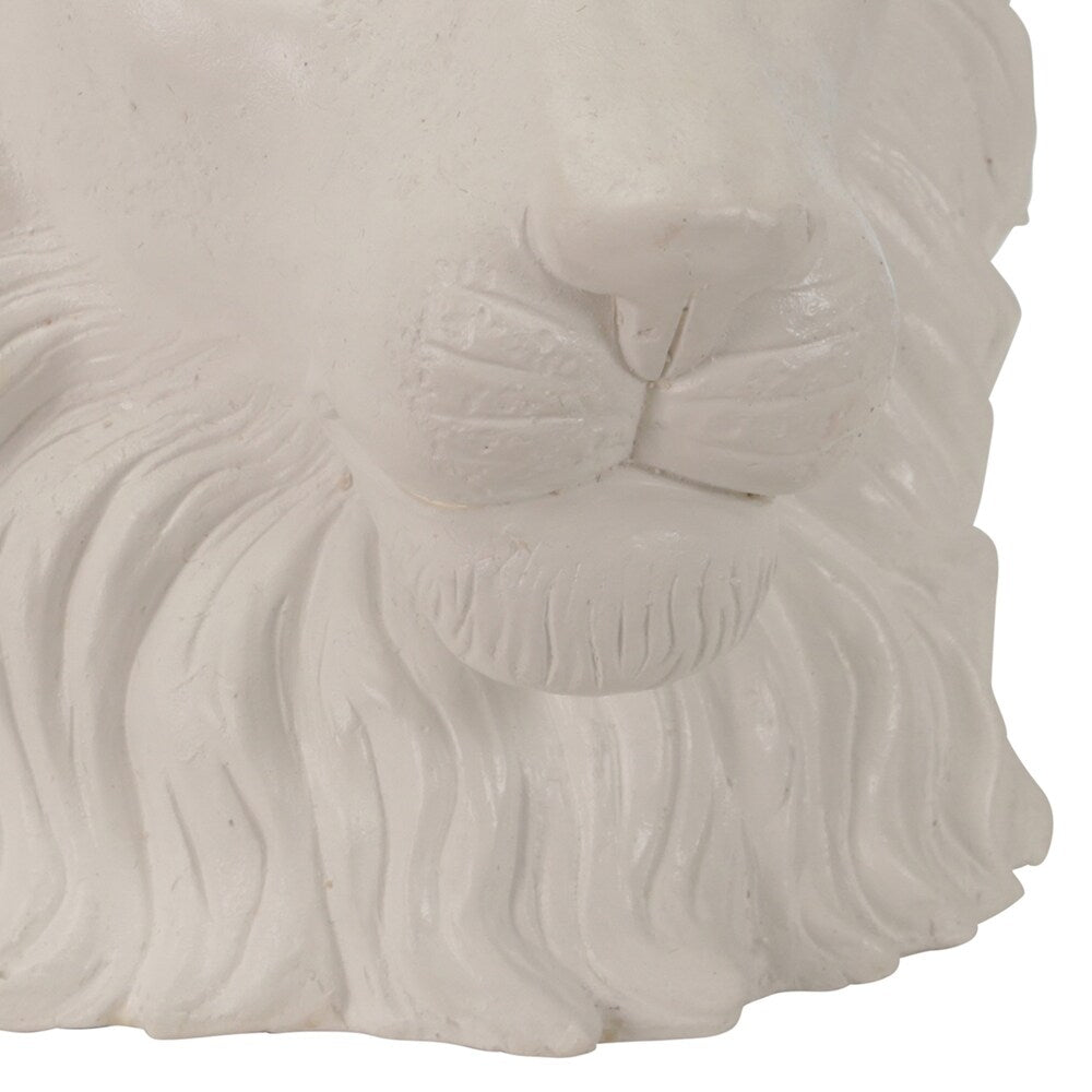 Polyresin Decorative Lion Figurine with Crown, Gold and White