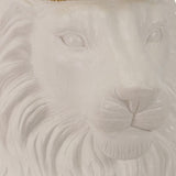 Polyresin Decorative Lion Figurine with Crown, Gold and White