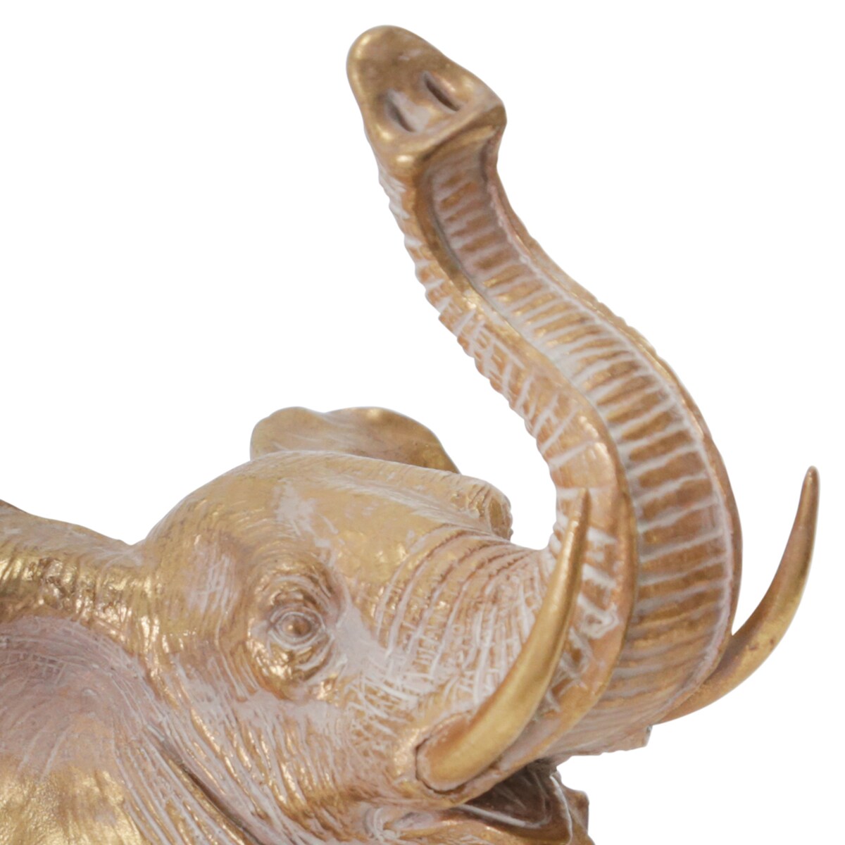 Polyresin Elephant Accent Decor with Textured Detail, Gold