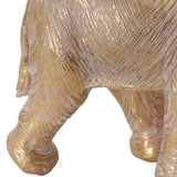Polyresin Elephant Accent Decor with Textured Detail, Gold