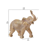 Polyresin Elephant Accent Decor with Textured Detail, Gold
