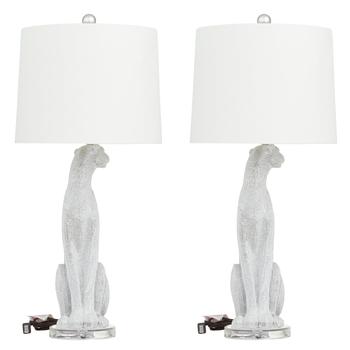 Polystone Leopard Table Lamp - Set of 2 Silver or Gold - Roche River Decor