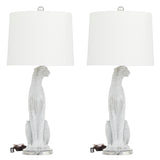 Polystone Leopard Table Lamp - Set of 2 Silver or Gold - Roche River Decor
