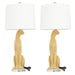 Polystone Leopard Table Lamp - Set of 2 Silver or Gold - Roche River Decor