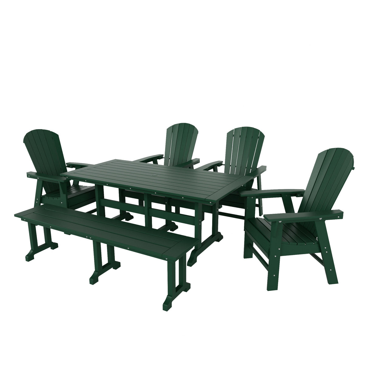 Polytrends Altura 6-Piece Rectangular Poly Eco-Friendly All Weather Outdoor Dining Set with Bench