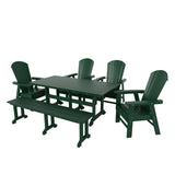 Polytrends Altura 6-Piece Rectangular Poly Eco-Friendly All Weather Outdoor Dining Set with Bench