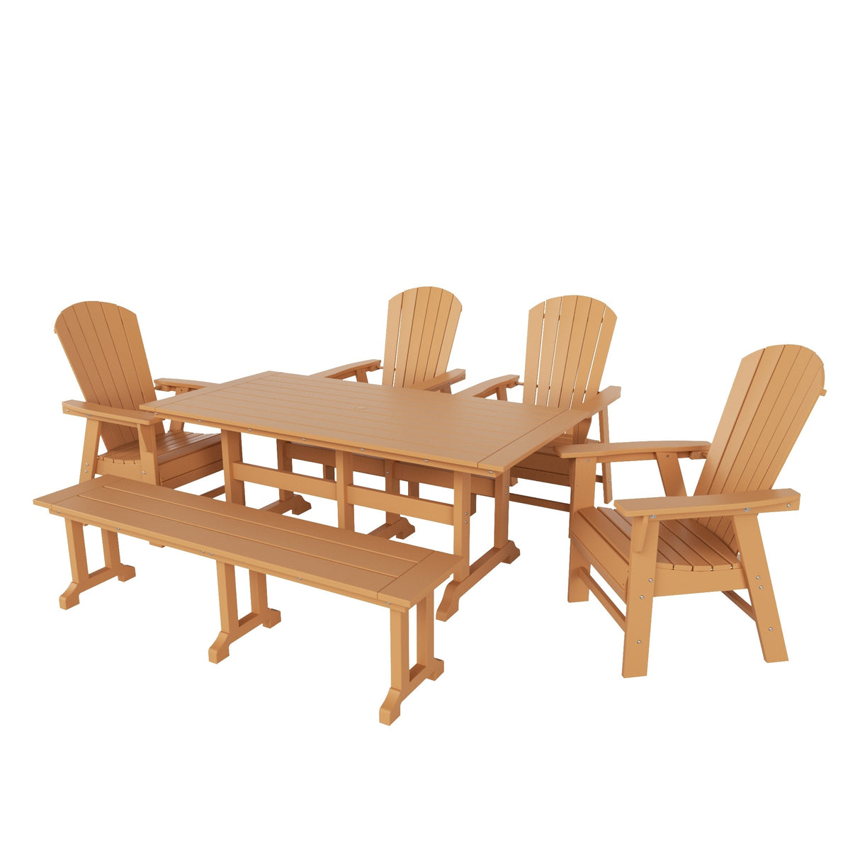 Polytrends Altura 6-Piece Rectangular Poly Eco-Friendly All Weather Outdoor Dining Set with Bench