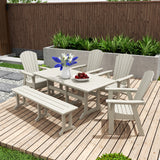 Polytrends Altura 6-Piece Rectangular Poly Eco-Friendly All Weather Outdoor Dining Set with Bench