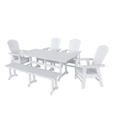 Polytrends Altura 6-Piece Rectangular Poly Eco-Friendly All Weather Outdoor Dining Set with Bench