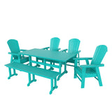 Polytrends Altura 6-Piece Rectangular Poly Eco-Friendly All Weather Outdoor Dining Set with Bench