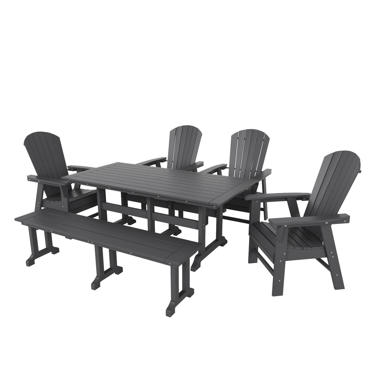 Polytrends Altura 6-Piece Rectangular Poly Eco-Friendly All Weather Outdoor Dining Set with Bench