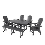 Polytrends Altura 6-Piece Rectangular Poly Eco-Friendly All Weather Outdoor Dining Set with Bench