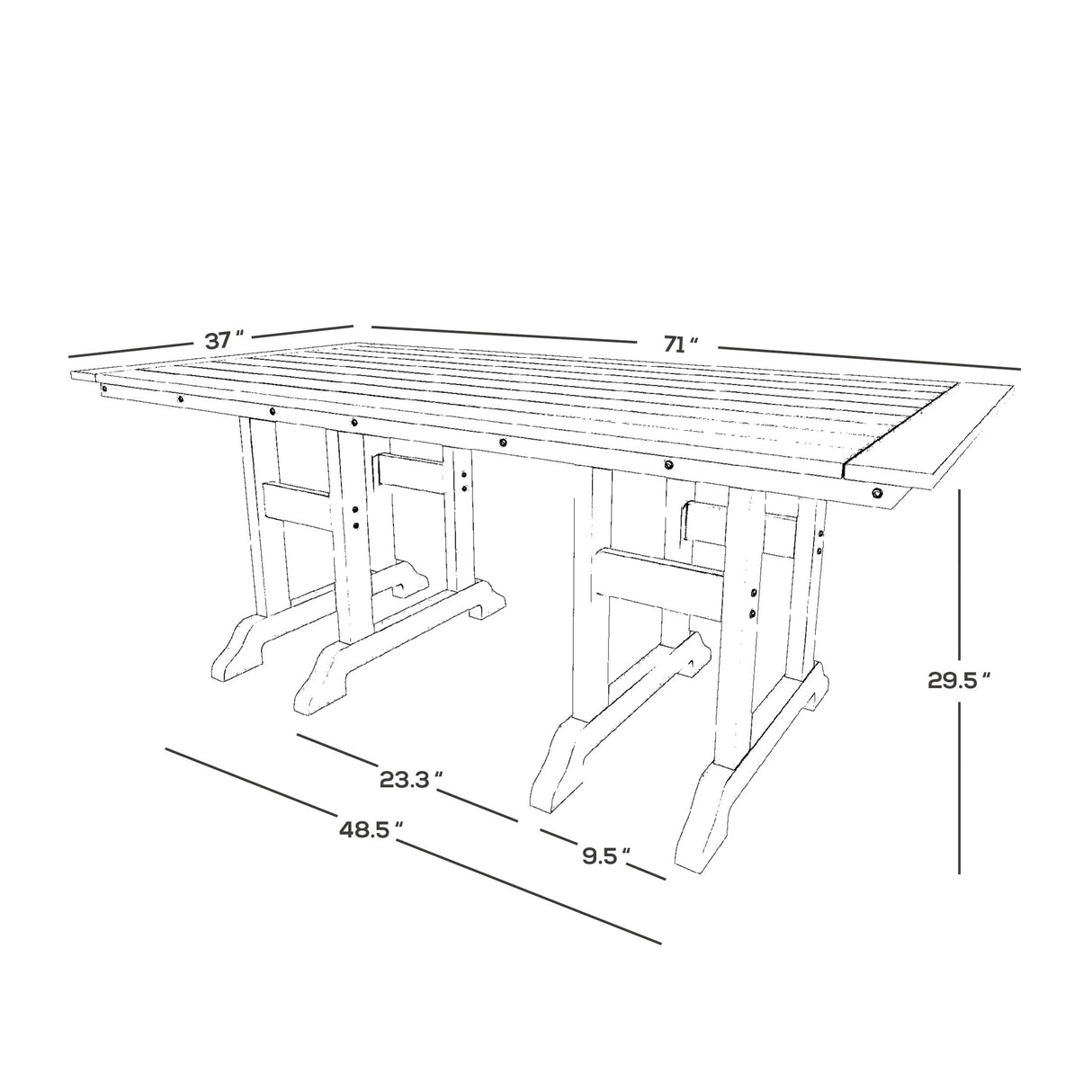 Polytrends Altura 6-Piece Rectangular Poly Eco-Friendly All Weather Outdoor Dining Set with Bench