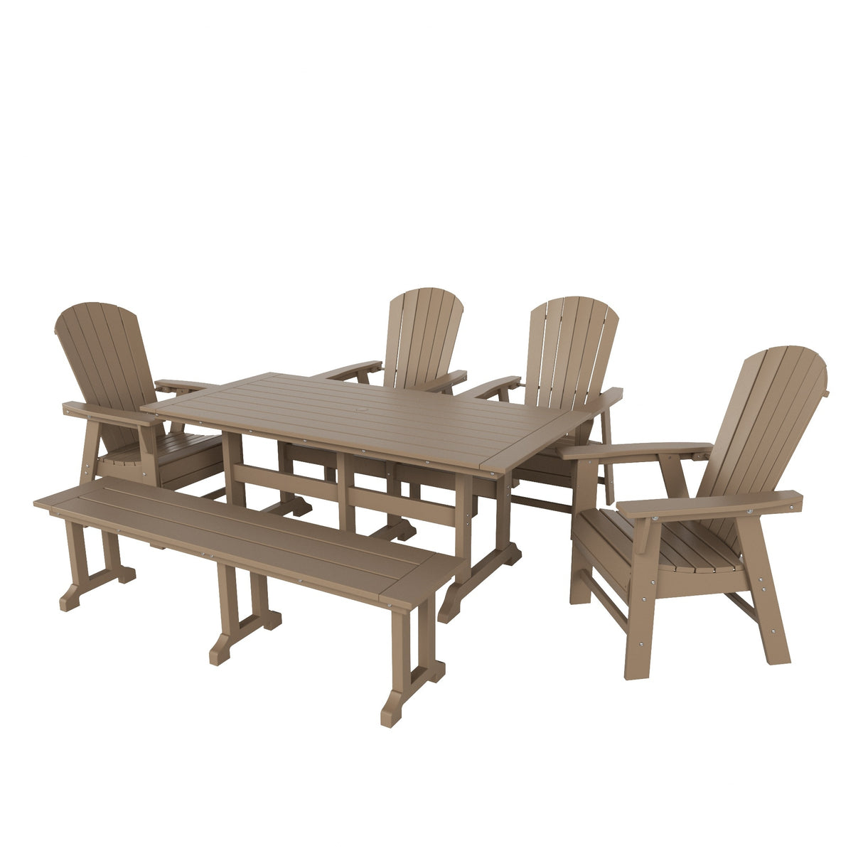 Polytrends Altura 6-Piece Rectangular Poly Eco-Friendly All Weather Outdoor Dining Set with Bench