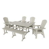 Polytrends Altura 6-Piece Rectangular Poly Eco-Friendly All Weather Outdoor Dining Set with Bench