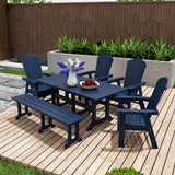 Polytrends Altura 6-Piece Rectangular Poly Eco-Friendly All Weather Outdoor Dining Set with Bench