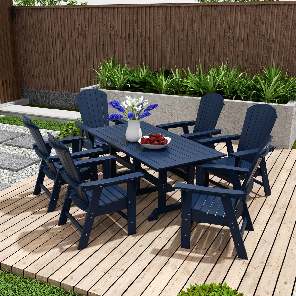 Polytrends Altura 7-Piece Poly Eco-Friendly All Weather Outdoor Dining Set with Armchairs