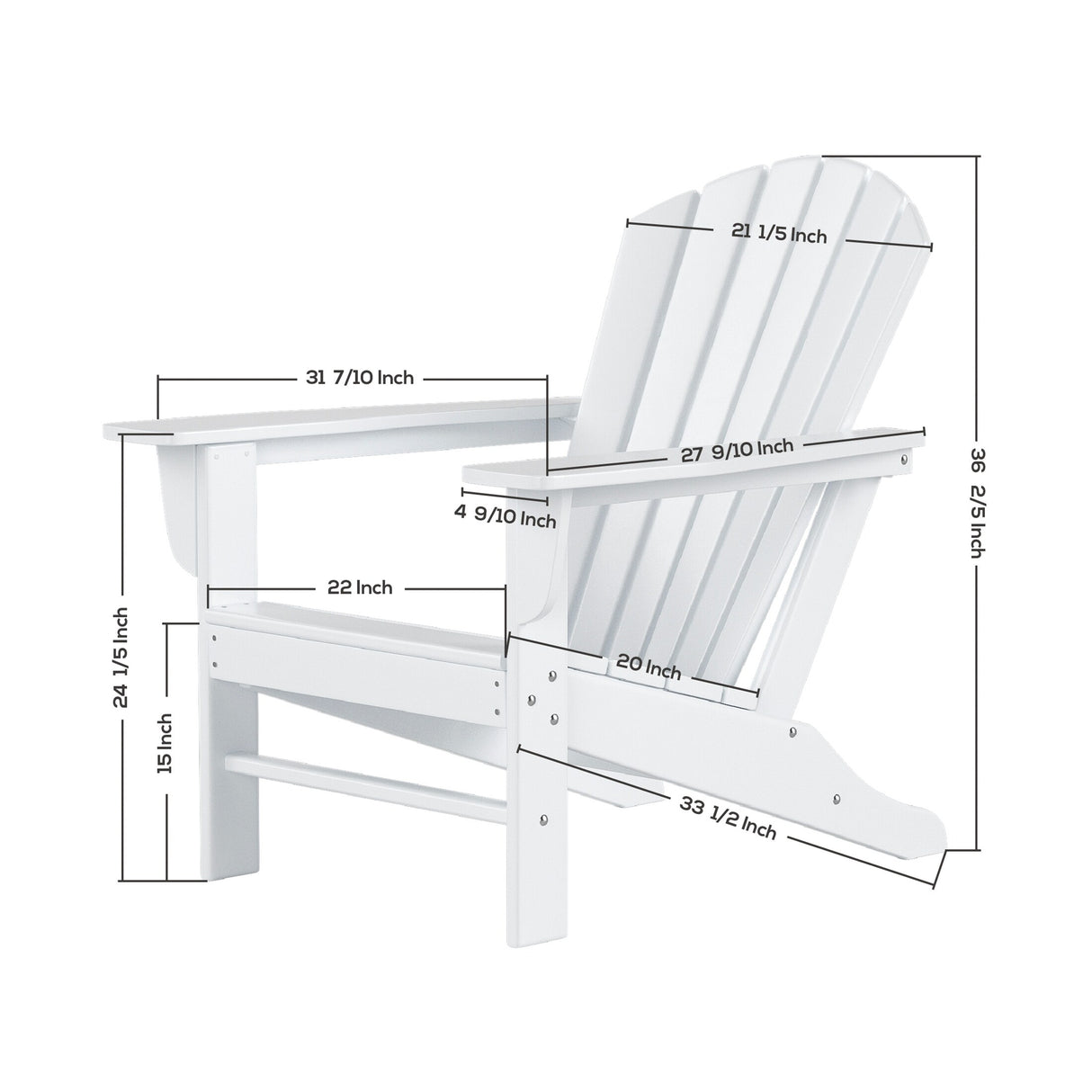 Polytrends Altura Outdoor Eco-Friendly All Weather Adirondack Chair with Side Table (2-Piece Set)