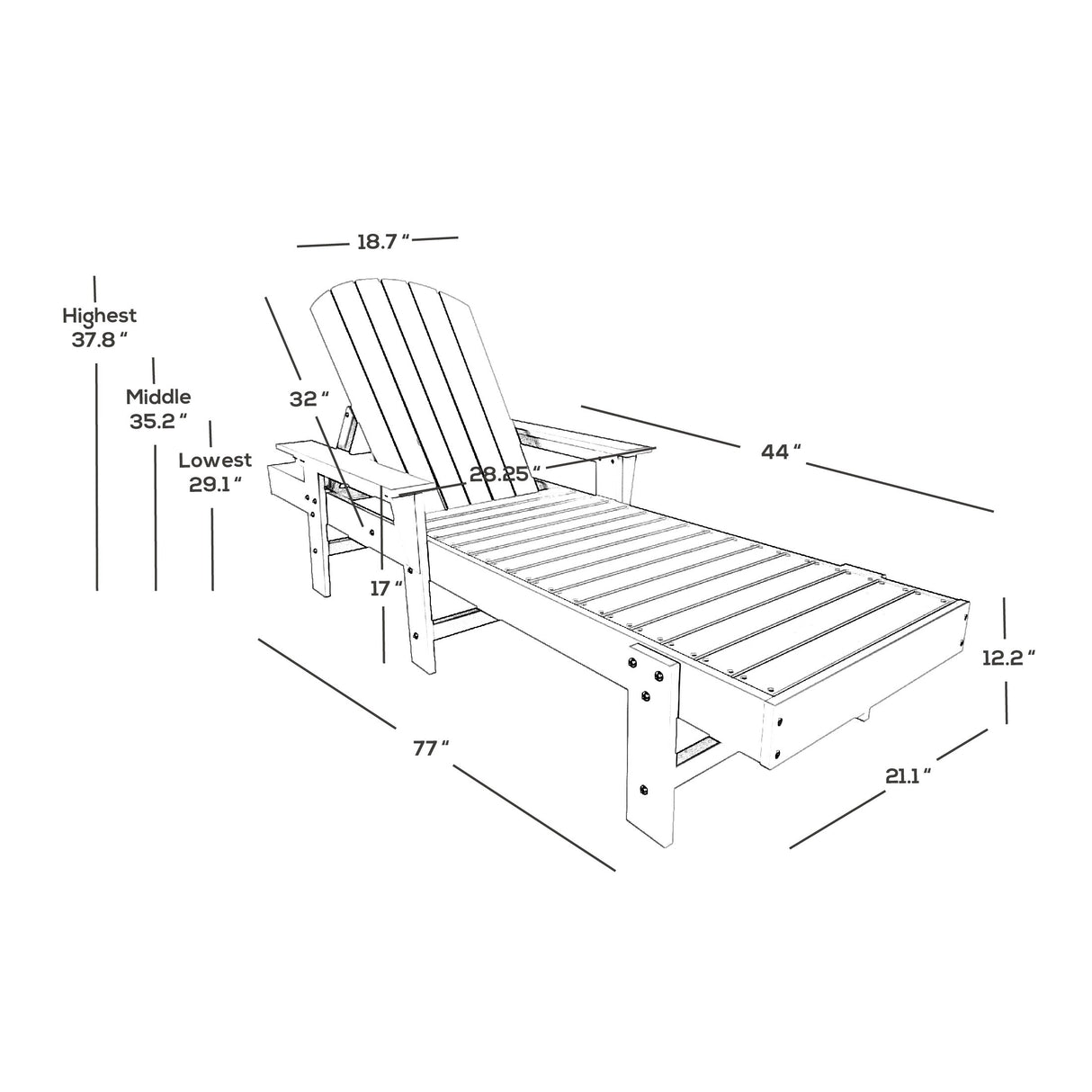 Polytrends Altura Poly Eco-Friendly All Weather Reclining Chaise Lounge with Arms (Set of 2)