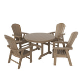 Polytrends Laguna Hdpe All Weather Outdoor Patio Round Adirondack Dining Chairs Set (5-Piece Set)