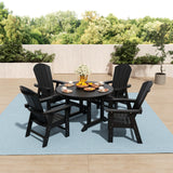 Polytrends Laguna Hdpe All Weather Outdoor Patio Round Adirondack Dining Chairs Set (5-Piece Set)