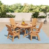 Polytrends Laguna Hdpe All Weather Outdoor Patio Round Adirondack Dining Chairs Set (5-Piece Set)