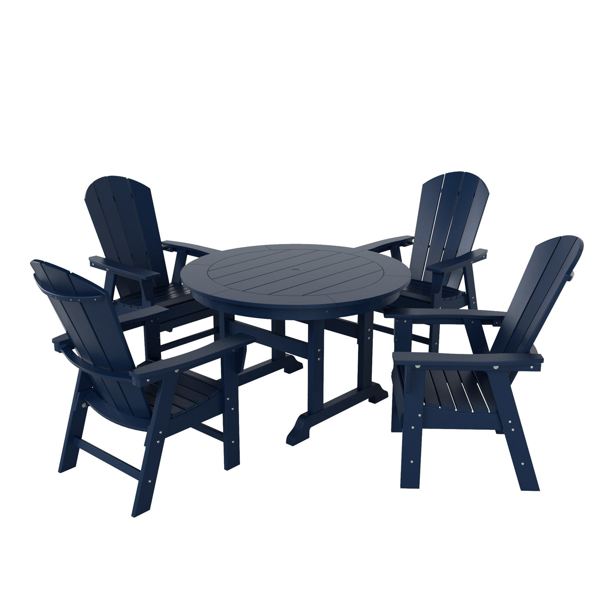 Polytrends Laguna Hdpe All Weather Outdoor Patio Round Adirondack Dining Chairs Set (5-Piece Set)