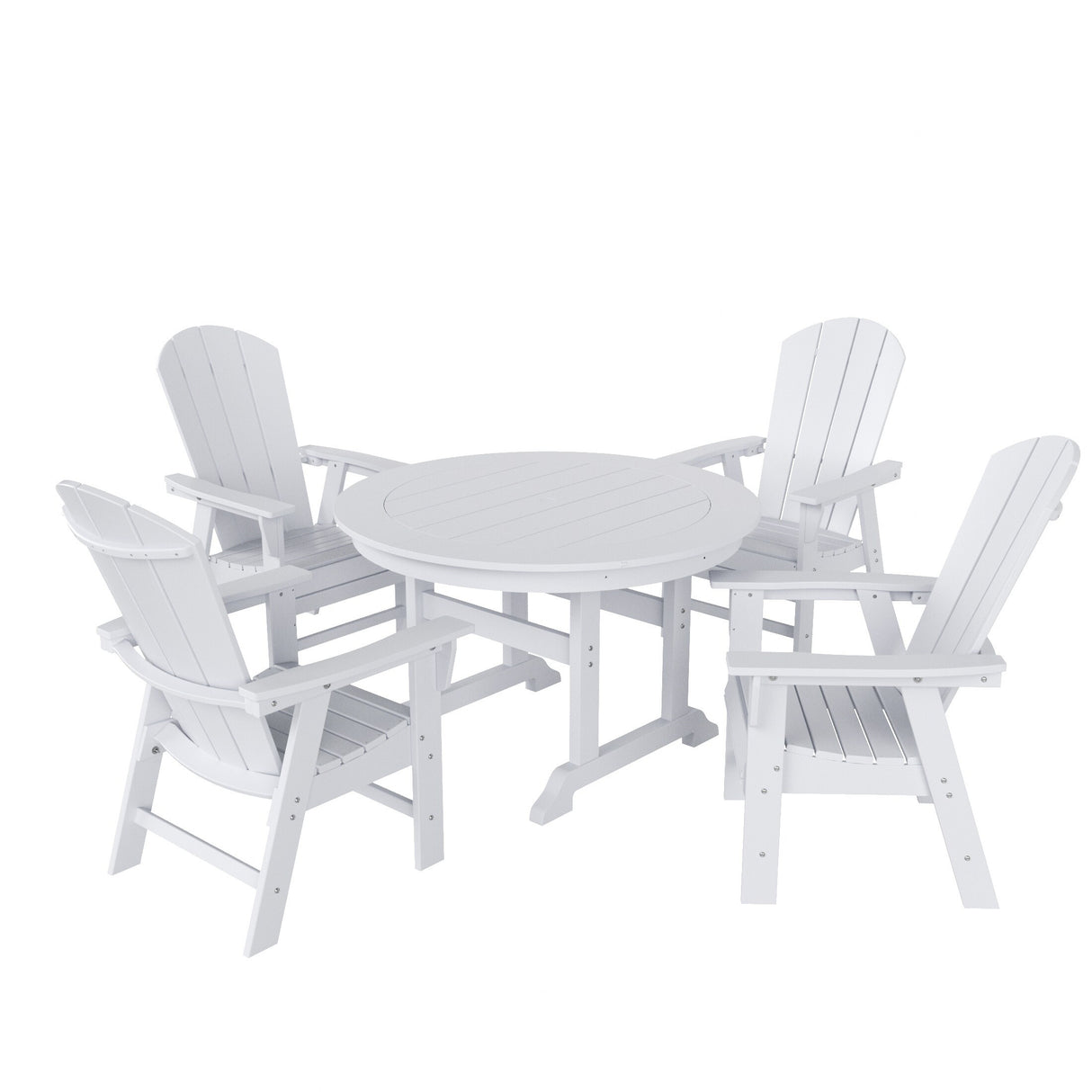Polytrends Laguna Hdpe All Weather Outdoor Patio Round Adirondack Dining Chairs Set (5-Piece Set)