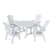 Polytrends Laguna Hdpe All Weather Outdoor Patio Round Adirondack Dining Chairs Set (5-Piece Set)