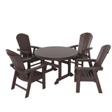Polytrends Laguna Hdpe All Weather Outdoor Patio Round Adirondack Dining Chairs Set (5-Piece Set)