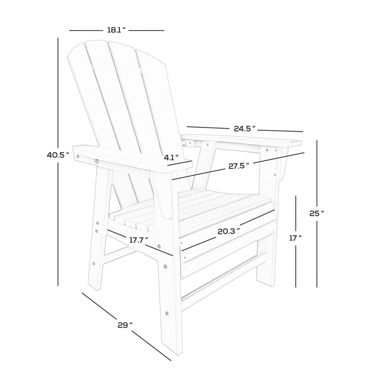 Polytrends Laguna Hdpe All Weather Outdoor Patio Round Adirondack Dining Chairs Set (5-Piece Set)