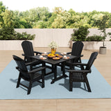 Polytrends Laguna Hdpe All Weather Outdoor Patio Square Adirondack Dining Chairs Set (5-Piece Set)