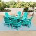 Polytrends Laguna Hdpe All Weather Outdoor Patio Rectangular Adirondack Dining Chairs With Table (7-Piece Set)